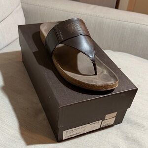 Gucci Dark Brown Leather Men's Flip-Flops
